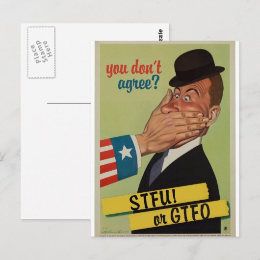 Vintage STFU oder GTFO Postkarte (Vorne/Hinten)