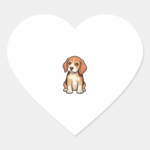 Vintage-Stich-Beagle-Welpe-Vektor-Art_1 Herz-Aufkleber