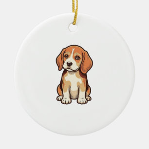 Vintage-Stich-Beagle-Welpe-Vektor-Art_1 Keramik Ornament