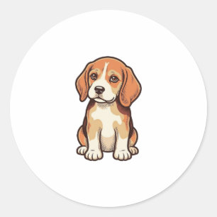 Vintage-Stich-Beagle-Welpe-Vektor-Art_1 Runder Aufkleber