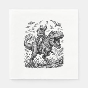 Vintage-Stich-Dinosaurier-Reiter-Grafik-T-Shirt_1 Serviette