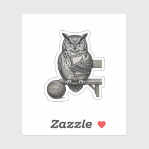Vintage-Stich-Eulen-Fußballtrainer-Shirt-Design_1 Aufkleber