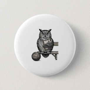Vintage-Stich-Eulen-Fußballtrainer-Shirt-Design_1 Button