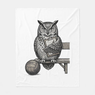 Vintage-Stich-Eulen-Fußballtrainer-Shirt-Design_1 Fleecedecke