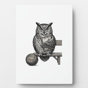 Vintage-Stich-Eulen-Fußballtrainer-Shirt-Design_1 Fotoplatte