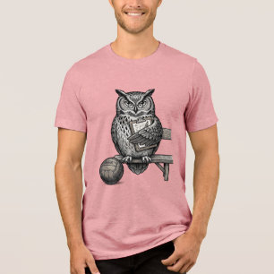 Vintage-Stich-Eulen-Fußballtrainer-Shirt-Design_1 Tri-Blend Shirt