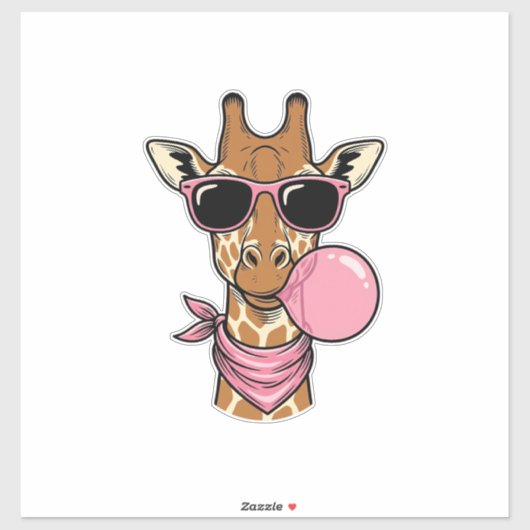 Vintage-Stich Giraffe Bubblegum Vektor Design_ Aufkleber (Blatt)