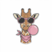 Vintage-Stich Giraffe Bubblegum Vektor Design_ Aufkleber (Vorderseite)