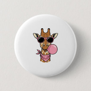 Vintage-Stich Giraffe Bubblegum Vektor Design_ Button