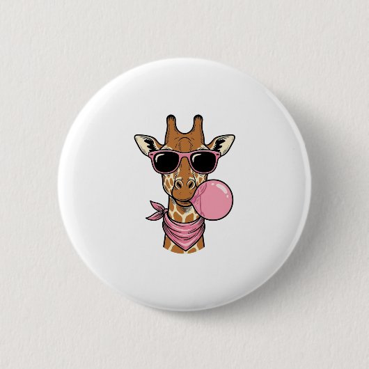 Vintage-Stich Giraffe Bubblegum Vektor Design_ Button (Vorderseite)
