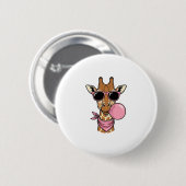 Vintage-Stich Giraffe Bubblegum Vektor Design_ Button (Vorne & Hinten)