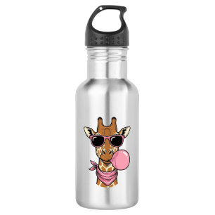 Vintage-Stich Giraffe Bubblegum Vektor Design_ Edelstahlflasche