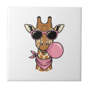 Vintage-Stich Giraffe Bubblegum Vektor Design_ Fliese
