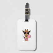 Vintage-Stich Giraffe Bubblegum Vektor Design_ Gepäckanhänger (Vorderseite Vertikal)