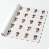Vintage-Stich Giraffe Bubblegum Vektor Design_ Geschenkpapier (Ungerollt)