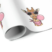 Vintage-Stich Giraffe Bubblegum Vektor Design_ Geschenkpapier (Rolleneckpunkt)