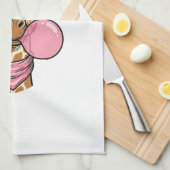 Vintage-Stich Giraffe Bubblegum Vektor Design_ Geschirrtuch (Viertel Falte)