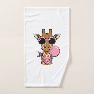 Vintage-Stich Giraffe Bubblegum Vektor Design_ Handtuch
