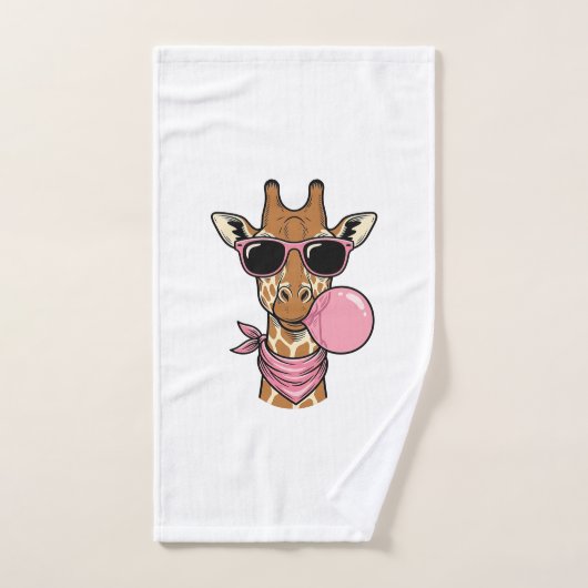 Vintage-Stich Giraffe Bubblegum Vektor Design_ Handtuch (Handtuch)