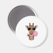 Vintage-Stich Giraffe Bubblegum Vektor Design_ Magnet (Vorderseite/Rückseite)