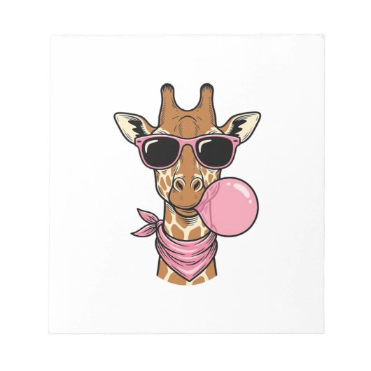 Vintage-Stich Giraffe Bubblegum Vektor Design_ Notizblock (Vorderseite)