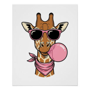 Vintage-Stich Giraffe Bubblegum Vektor Design_ Poster