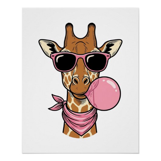 Vintage-Stich Giraffe Bubblegum Vektor Design_ Poster (Vorderseite)