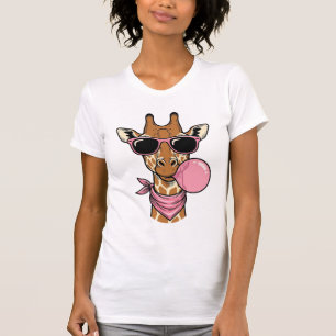 Vintage-Stich Giraffe Bubblegum Vektor Design_ T-Shirt
