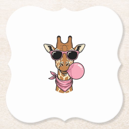 Vintage-Stich Giraffe Bubblegum Vektordesign_ Untersetzer (Vorderseite)
