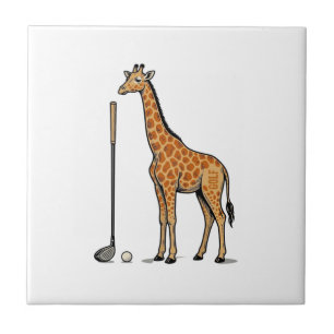 Vintage-Stich Giraffe Golf Vektor T-Shirt Desi Fliese