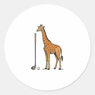 Vintage-Stich Giraffe Golf Vektor T-Shirt Desi Runder Aufkleber