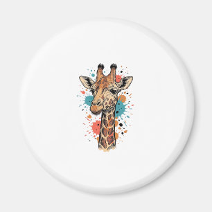 Vintage-Stich Giraffe Kunst Weißes Shirt Design ( Magnet