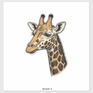 Vintage-Stich Giraffen-Porträt-Shirt-Design (7 Aufkleber