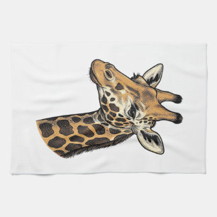 Vintage-Stich Giraffen-Porträt-Shirt-Design (7 Geschirrtuch