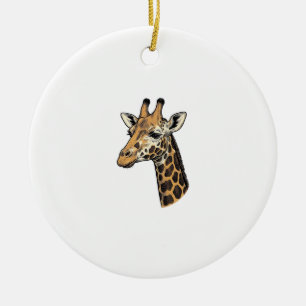Vintage-Stich Giraffen-Porträt-Shirt-Design (7 Keramik Ornament