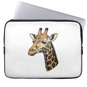 Vintage-Stich Giraffen-Porträt-Shirt-Design (7 Laptopschutzhülle