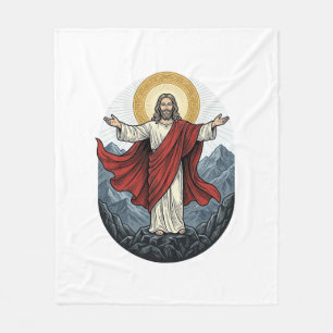 Vintage-Stich Jesus-Berg-Shirt Fleecedecke