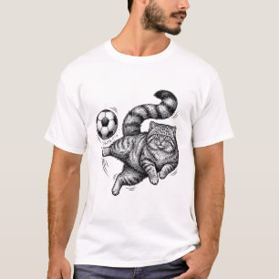 Vintage-Stich-Katze Fußball Tritt Shirt Design (4)