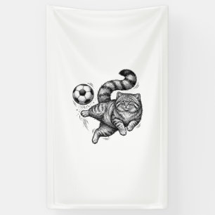 Vintage-Stich-Katze-Fußball-Tritt-Shirt-Design (4) Banner