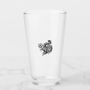 Vintage-Stich-Katze-Fußball-Tritt-Shirt-Design (4) Glas