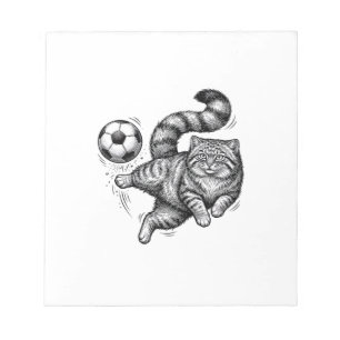 Vintage-Stich-Katze-Fußball-Tritt-Shirt-Design (4) Notizblock