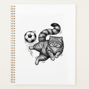Vintage-Stich-Katze-Fußball-Tritt-Shirt-Design (4) Planer