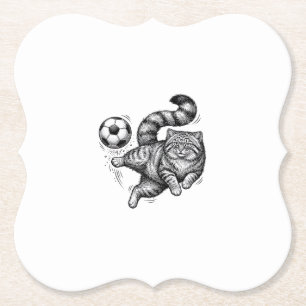 Vintage-Stich-Katze-Fußball-Tritt-Shirt-Design (4) Untersetzer