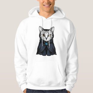 Vintage-Stich Katzenporträt-Illustrationsdesign Hoodie