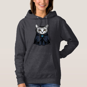 Vintage-Stich Katzenporträt-Illustrationsdesign Hoodie