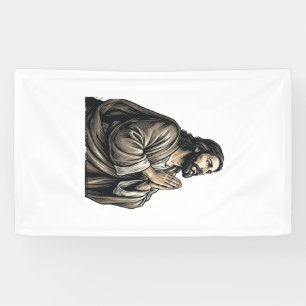 Vintage-Stich Mann betend religiöses Hemd Desi Banner