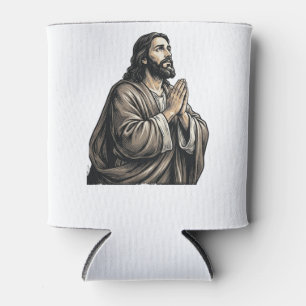 Vintage-Stich Mann betend religiöses Shirt Desi Dosenkühler