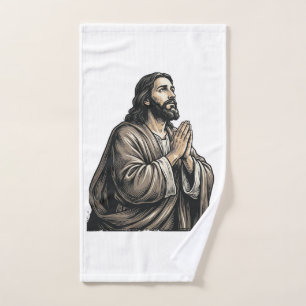 Vintage-Stich Mann betend religiöses Shirt Desi Handtuch