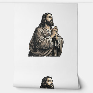 Vintage-Stich Mann betend religiöses Shirt Desi Tapete