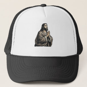 Vintage-Stich Mann betend religiöses Shirt Desi Truckerkappe